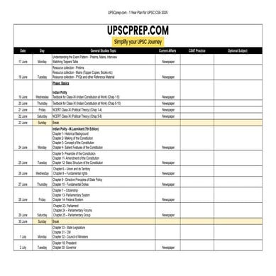 1 Year Plan for UPSC CSE 2025 - UPSCprep.com - Daily Plan.pdf