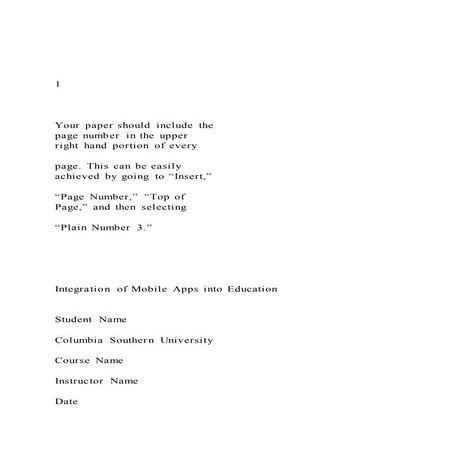 1  Your paper should include the page number in the 