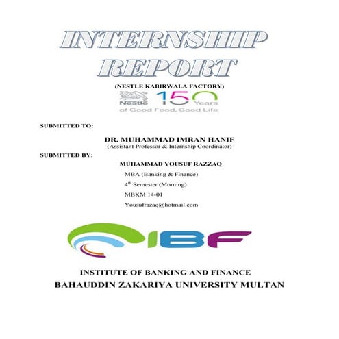 internship report on Nestle Pakistan ltd.