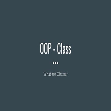 Presentation on Classes In Python Programming language | PPTX