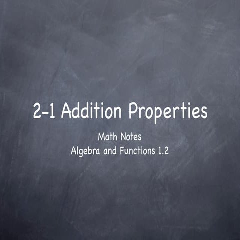 2-1 Properties of Addition