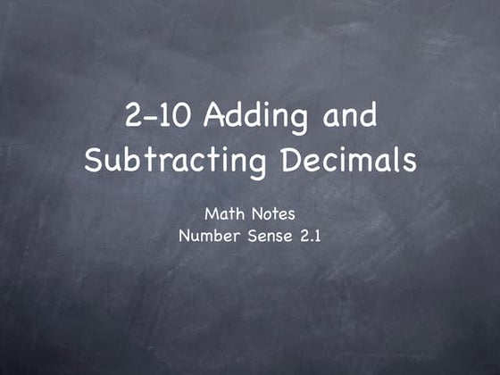 Decimals Add and Subtract | PPT