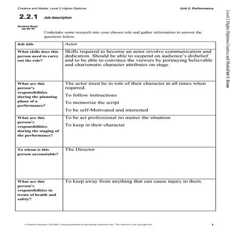 Worksheet 2.2.1 Job description | DOC