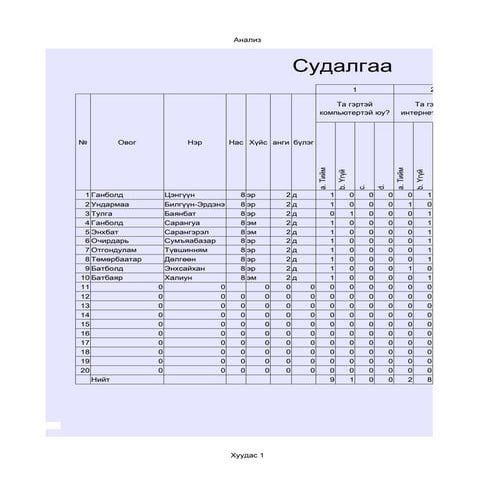 цахим судалгаа 2 д