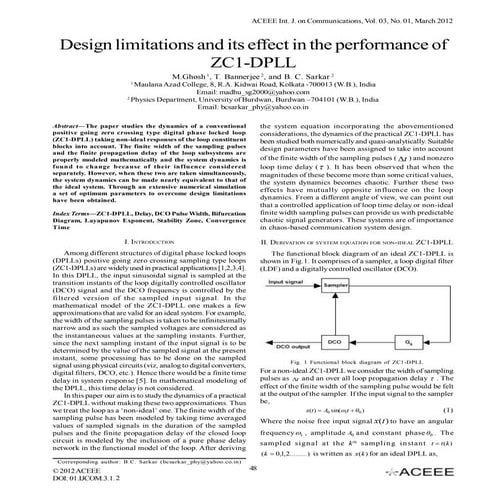Design limitations and its effect in the performance of ZC1-DPLL