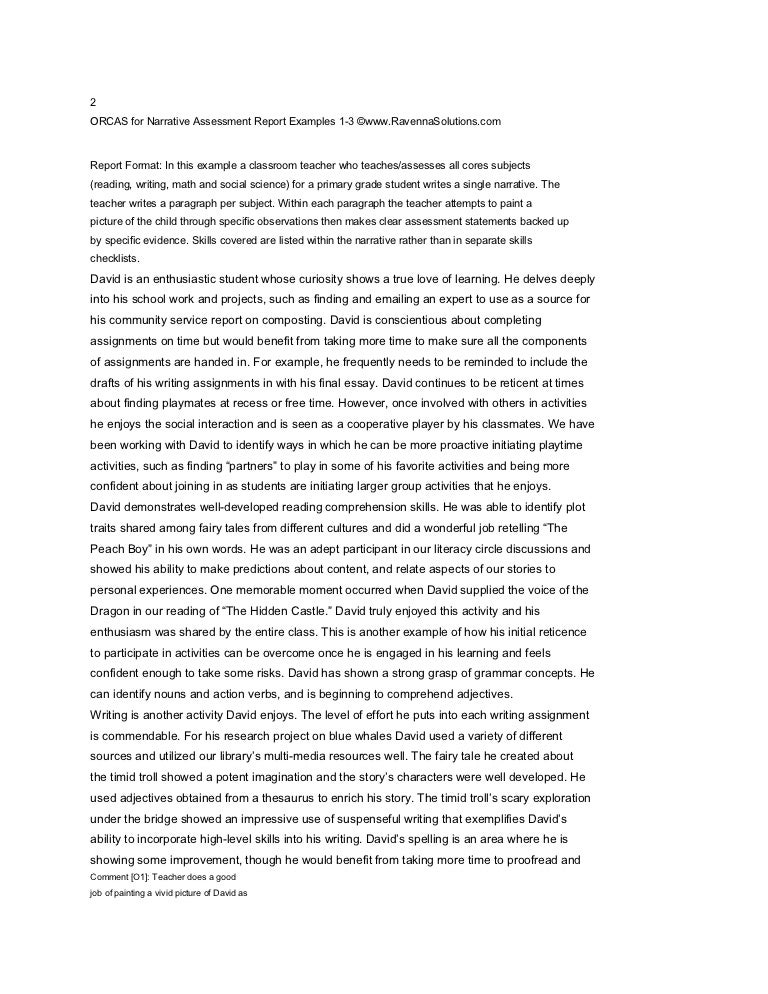 example of narrative report for