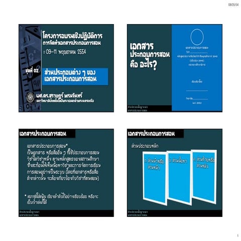 เทคนิคการสอนชุดที่2 ส่วนประกอบของเอกสารการสอน