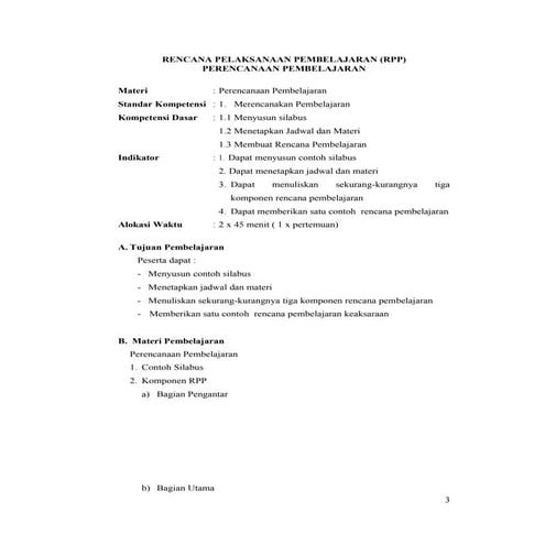 Contoh Rencana Pelaksanaan Pembelajaran (RPP)