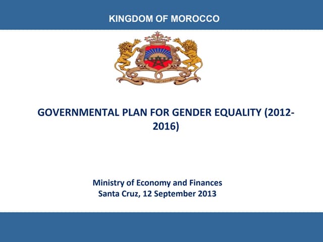 Kingdom of Morocco: Governmental plan for gender equality (2012-2016)