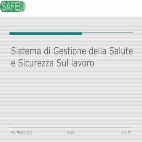 Sistema di gestione della salute e sicurezza sul lavoro | PPT