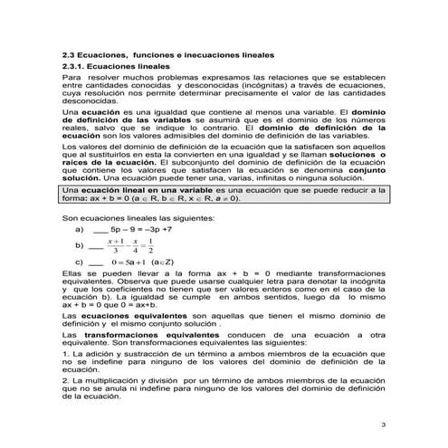 2.3 ecuaciones,funciones e inecuaciones lineales (mayo 07)