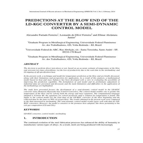 PREDICTIONS AT THE BLOW END OF THE LD-KGC CONVERTER BY A SEMI-DYNAMIC CONTROL...