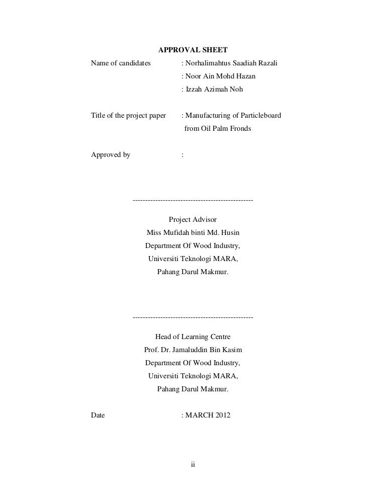 Approval sheet for project image