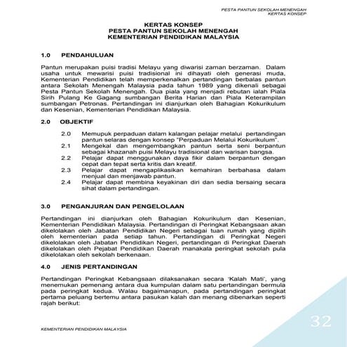 KERTAS KONSEP PESTA PANTUN SEKOLAH MENENGAH