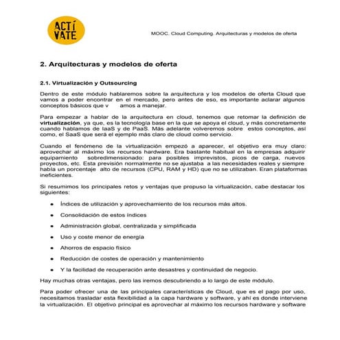 2.1 Virtualización y Outsourcing.