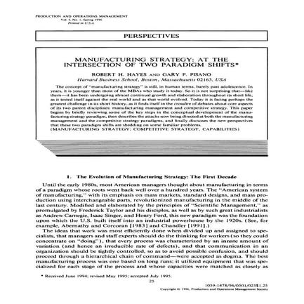 Manufacturing Strategy by Hayes | PDF