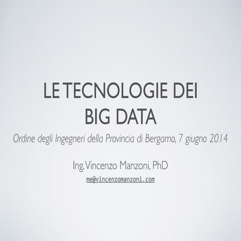 Le tecnologie dei Big Data