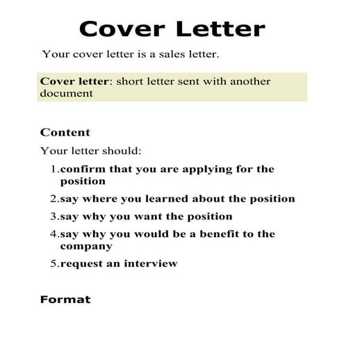 2. cover letter presentation