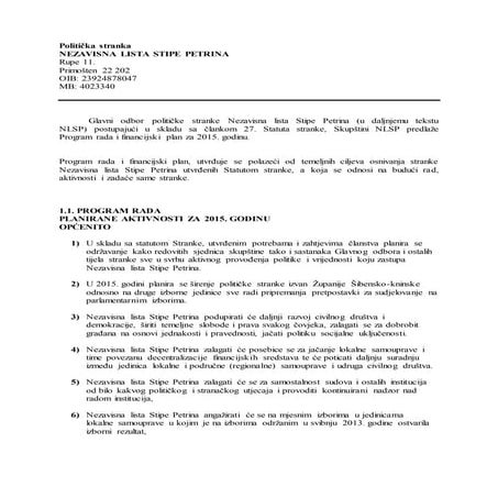 Program rada i financijski plan 2015.