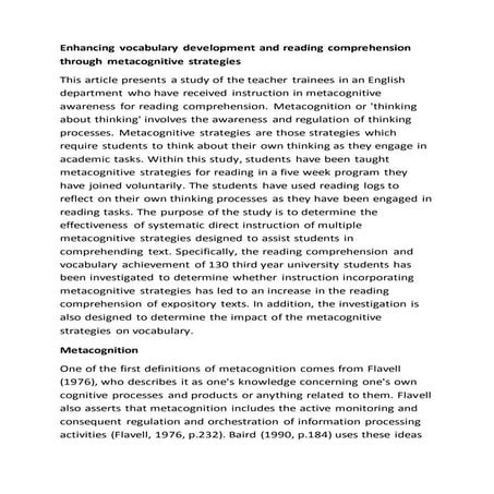 The Use of Cognitive Reading Strategies to Enhance EFL Students ...