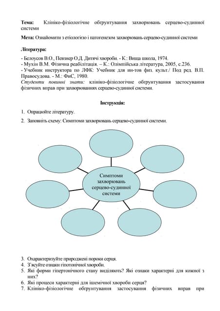 тема 2 клініко – фізіологічне обґрунтування захворювань ссс 