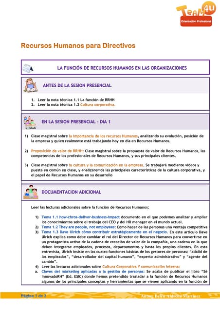 Índice módulo 1 - RRHH para directivos