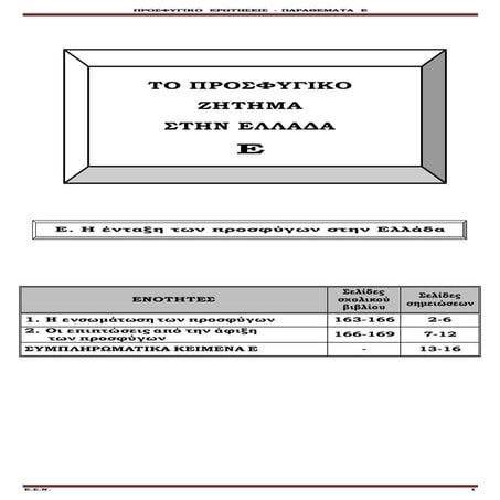 ΤΟ ΠΡΟΣΦΥΓΙΚΟ ΖΗΤΗΜΑ ΣΤΗΝ ΕΛΛΑΔΑ - Ε. Η ένταξη των προσφύγων στην Ελλάδα - ΕΡ...