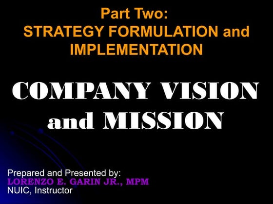 Strategy formulation: Vision, Mission and Purpose | PPTX
