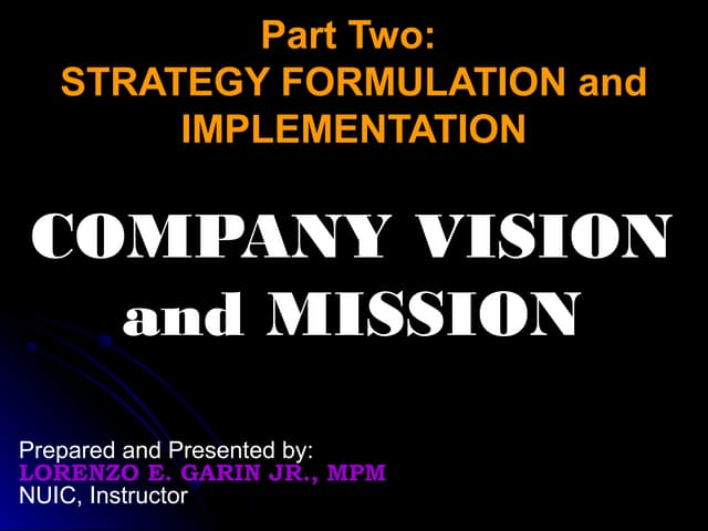 Strategy formulation: Vision, Mission and Purpose | PPTX