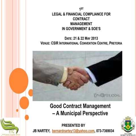 Good Contract Management;A municipality perspective