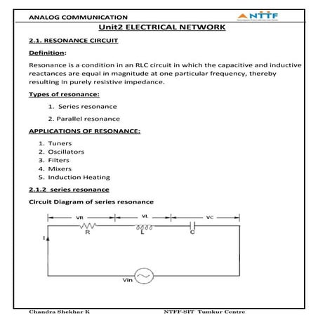 resonance/electrical networks