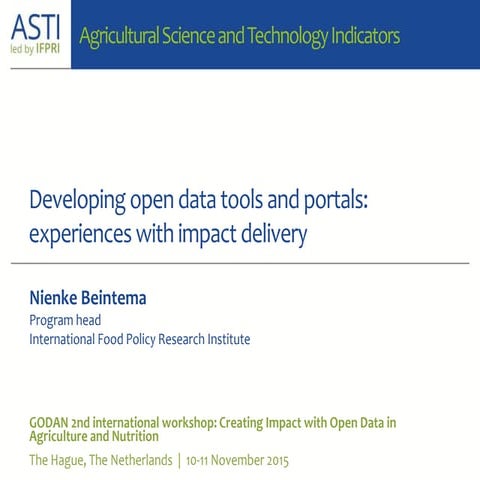 Developing open data tools and portals: experiences of impact delivery