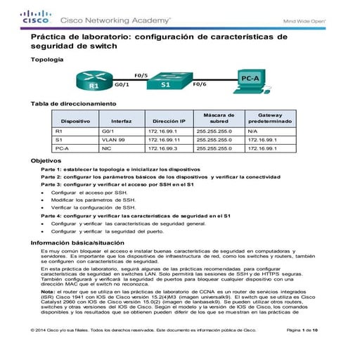 2.2.4.11 lab configuring switch security features | DOCX