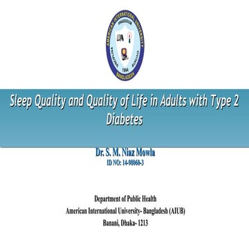 Sleep Quality and Quality of Life in Adults with Type 2 Diabetes | PPT