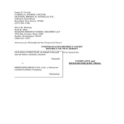 La citazione in giudizio verso Mercedes