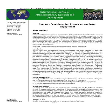 Impact of emotional intelligence on employee engagement