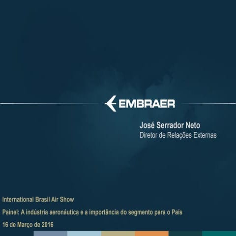 Apresentação EMBRAER - Reunião de pré-lançamento IBAS-International Brazil Ai...
