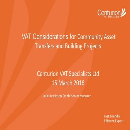 VAT considerations for community asset transfers