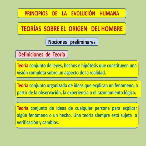 2. Teorías sobre el orígen del hombre