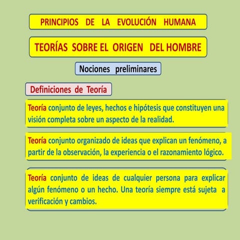 2. teorías sobre el orígen del hombre