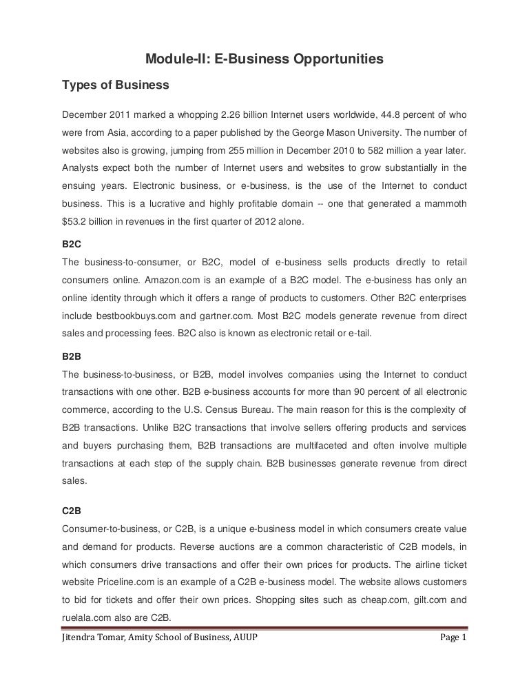 2. e business opportunities