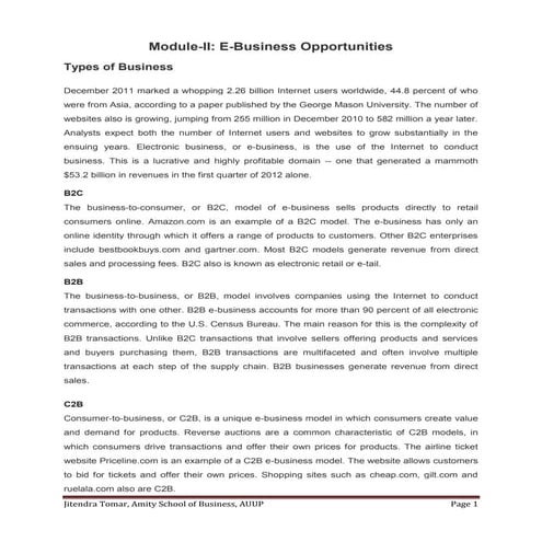 2. e business opportunities