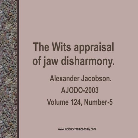  wits appraisal of jaw disharmony.