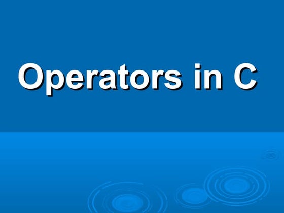 Operators in C/C++ | PPT