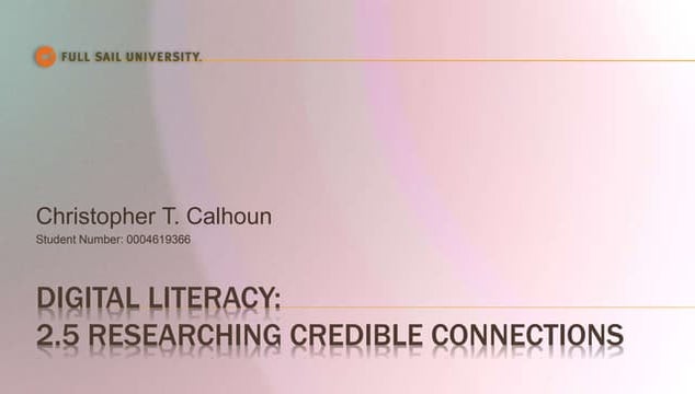 Full Sail University, Graphic Design BS — 01 Digital Literacy — 2.5: Research...