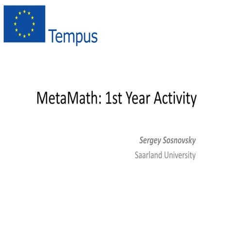 Plans for the 1st Year