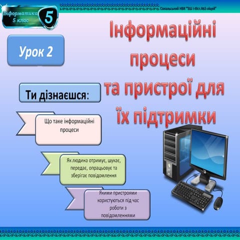 урок 2 інформаційні процеси та пристрої для їх підтримки 