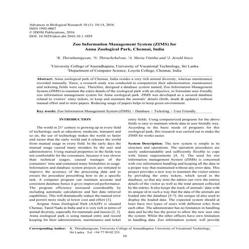 Zoo management system | PPTX