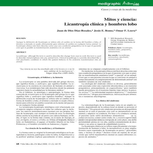Mitos y ciencia: Licantropía clínica y hombres lobo
