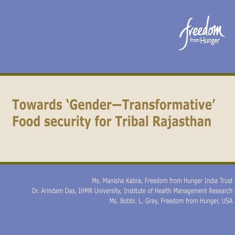 IFPRI- Food Security of Women in Tribal Rajasthan- Manisha Kabra 